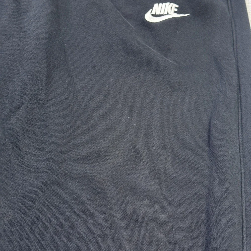 Nike Jogger Pants Mens Large Black Fleece Drawstring Pockets Ribbed Tapered